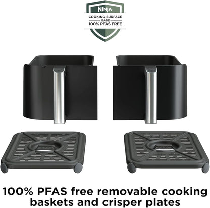 Ninja Foodi 10QT 6-in-1 DualZone Smart XL Air Fryer, 2 Independent 5QT Baskets, Smart Cook Thermometer, Match Cook, Smart Finish, Air Fry, DZ550