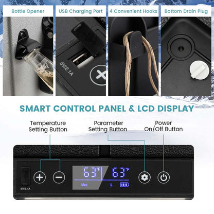 40-Quart Dual-Zone Car Refrigerator With Wheels, 12V/24V DC And 100-240V AC Portable Car Fridge Cooler Freezer