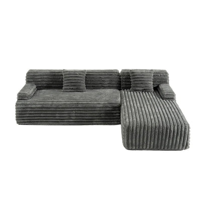 Cloud Sectional Sofa, Modern Upholstered Couch With 2 Throw Pillows, Free-Combined Sofa, Modular Sectional L Shaped Couch