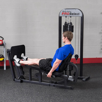 Body Solid Pro Select Leg Press Glp Stk/3 With 310 Lb Stack, Oversized Rubberized Footplate, Double Beam Design, Commercial Bearings