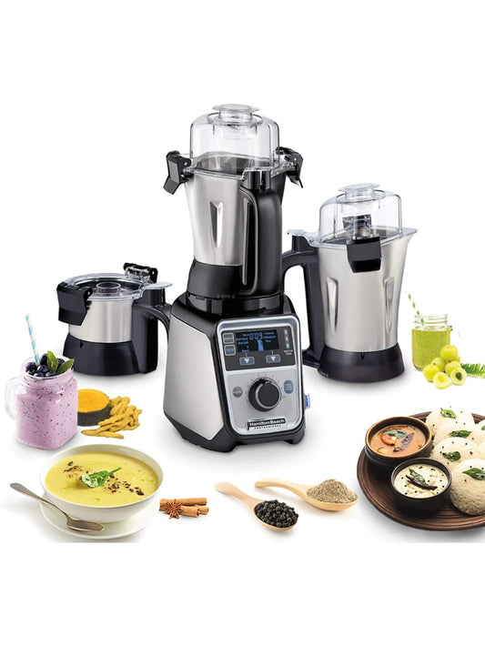 Hamilton Beach Professional 4-in-1 Juicer Mixer Grinder, Commercial-Grade 1400 Watt Motor, 120V, 3 Leakproof Jars, For Wet And Dry Spices, 58770