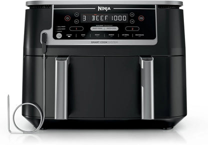 Ninja Foodi 10QT 6-in-1 DualZone Smart XL Air Fryer, 2 Independent 5QT Baskets, Smart Cook Thermometer, Match Cook, Smart Finish, Air Fry, DZ550