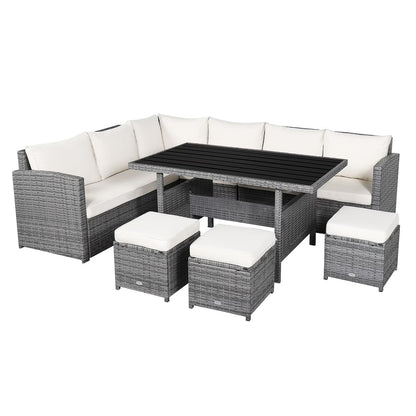 7-piece Outdoor Rattan Patio Furniture Set Black