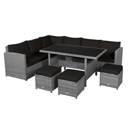 7-piece Outdoor Rattan Patio Furniture Set Black