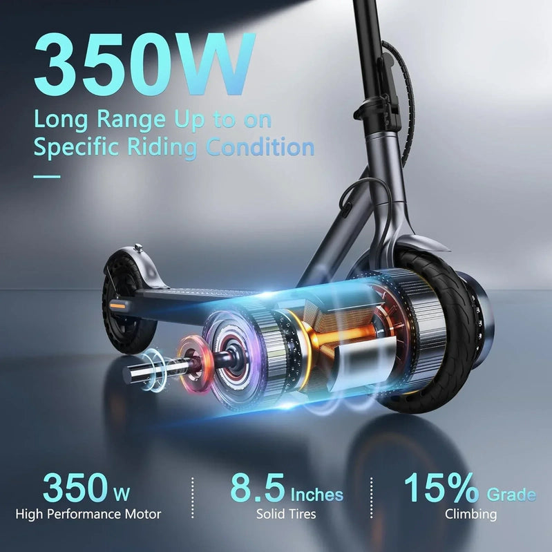 Electric Scooter 350W/500W Powerful Motor 8.5 In./10 In. Solid Tires 19/22Mph 28/21/12 Miles Range