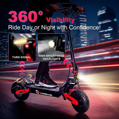 Off Road Electric Scooter For Adults, 1200W Motor Fast E Scooter, Up To 28MPH Top Speed And 20Miles Long Range, 11 In. Off-Road Tires