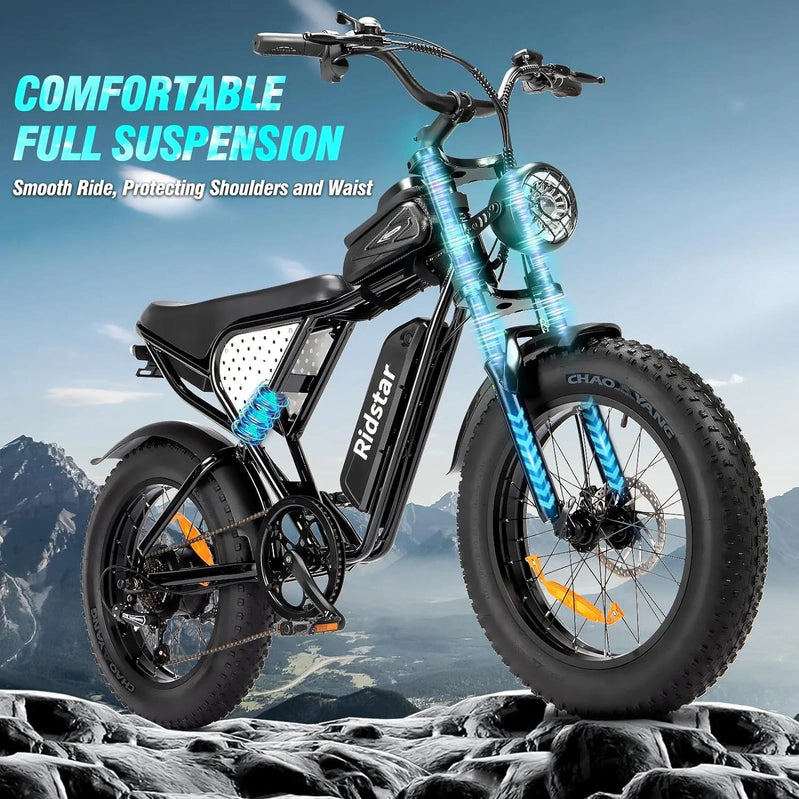 Electric Bike Q20, 2000W, 52V, 30-180 Miles, All-Terrain Fat Bike For Adults