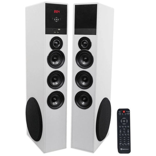 Rockville TM150W Home Theater System With 10 In. Subwoofer, Bluetooth, And Remote Control, White