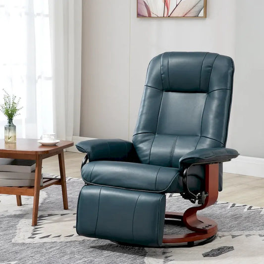 HomCom Faux Leather Adjustable Manual Swivel Base Recliner Chair With Comfortable And Relaxing Footrest