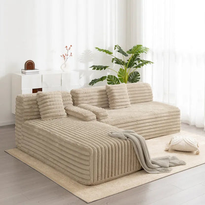 Cloud Sectional Sofa, Modern Upholstered Couch With 2 Throw Pillows, Free-Combined Sofa, Modular Sectional L Shaped Couch