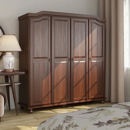 Palace Imports 100% Solid Wood Kyle 4-Door Wardrobe Armoire With Solid Wood Or Mirrored Doors