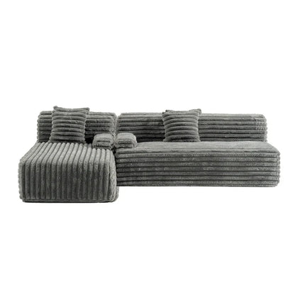Cloud Sectional Sofa, Modern Upholstered Couch With 2 Throw Pillows, Free-Combined Sofa, Modular Sectional L Shaped Couch