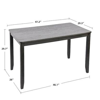 5-Piece Solid Wood 47L Dining Table Sets, 1 Table Plus 4 Slat Back Chairs