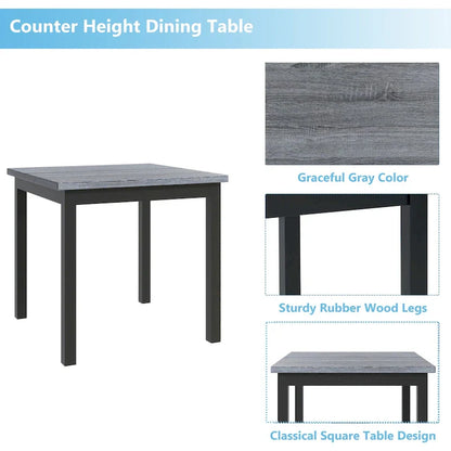 5 Piece Counter Height Dining Set, Wood Dining Table Set With Rectangle Table And 4 Upholstered High Back Chairs