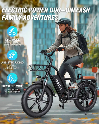 Bopzin 1000W Electric Bicycle For Adults, 48V 15Ah Removable Battery, 20 In. x 4.0 In.- 1000W