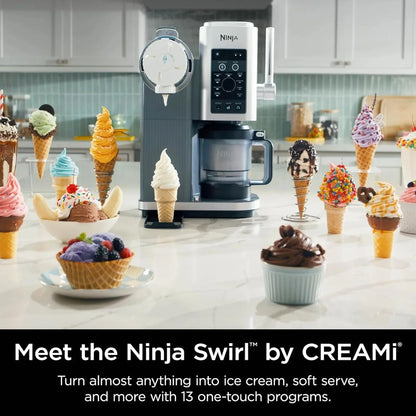 Ninja Swirl By CREAMi Ice Cream And Soft Serve Maker, Sorbet, Milkshake, Frozen Yogurt, Low Calories Program And More, 13-in-1, NC701