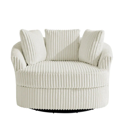 2 Set Oversized 43 W Plush Corduroy Swivel Barrel Chair With Pillows