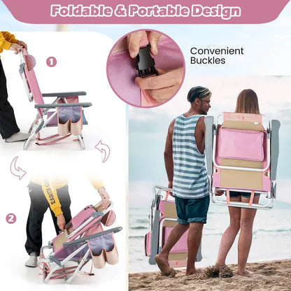 Costway 4-Pack Folding Backpack Beach Chair 5-Position Outdoor, See Details